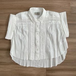Urban Outfitters Embroidered Cropped Blouse, White, S